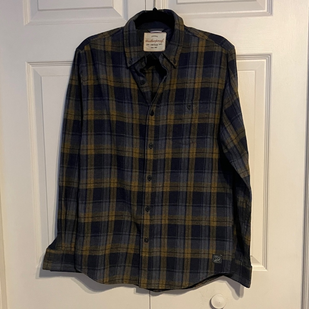 Weatherproof Navy and Brown Plaid Men's Shirt